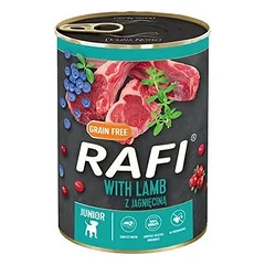 DOLINA NOTECI Rafi junior su ėriena, spanguolėmis ir mėlynėmis - skarda 400g x6