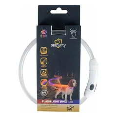 Įvairiaspalvis šviečiantis antkaklis šunims, SEECURITY, USB TPU „M„, 45 cm