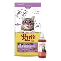 Versele-Laga Lara Adult Light Sterilized 12,5kg - maistas sterilizuotoms katėms + LAB V Lašišų aliejus šunims ir katėms 500ml