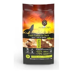 Ambrosia Fresh Turkey & Duck – begrūdis sausas maistas šunims su kalakutiena ir antiena