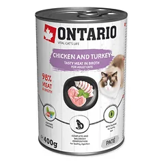 Ontario super premium konservai katėms su vištiena, kalakutiena ir lašišų aliejumi, 400 g