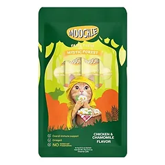 MOOCHIE Fairy Puree vištiena ir ramunėlės, 5×15 g, skanėstas katėms 