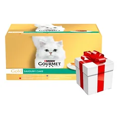 Purina Gourmet Gold kačių maistas Savoury Cake 48 x 85 g + Staigmena katei