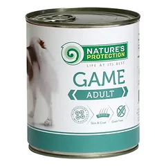 NATURE’S PROTECTION DOG ADULT GAME SU ŽVĖRIENA KONSERVUOTAS PAŠARAS ŠUNIMS 800g