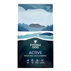 PrimaDog Adult Active Duck & Herring begrūdis sausas ėdalas aktyviems šunims su antiena ir silke, 20 kg