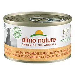 Almo Nature HFC Natural Vištiena konservai suaugusiems šunims su vištiena, morkomis ir ryžiais, 95 g