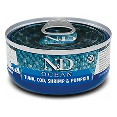 Farmina N&D Cat Ocean Adult Tuna, Cod, Shrimp & Pumpkin 70 g nuotrauka