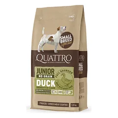 Quattro sausas maistas mažų veislių jauniems šunims su antiena, 1.5 kg