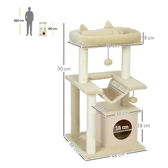Kačių draskyklė su hamaku, kreminė, 90 cm — 3 nuotrauka