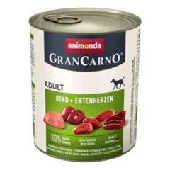 Grancarno Adult 800 g konservai suaugusiems šunims su jautiena ir ančių širdimis