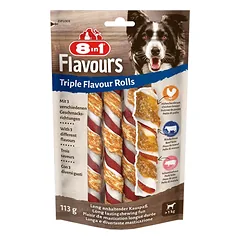 8in1 Triple Flavour Rolls kramtomosios lazdelės, skanėstai šunims, 80 - 124 g parduotuvėje petshop.lt
