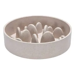 Designed by Lotte lėto ėdimo dubenėlis katėms Pom, bambukinis, smėlio spalvos — 2 nuotrauka