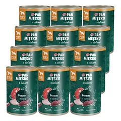 PAN MIĘSKO su žolelėmis – antienos paštetas, šlapias šunų maistas, 12x400 g 