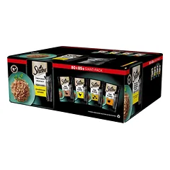 SHEBA paketėliai 80x85g Delicacy Paukštienos skonio - drėgnas kačių maistas, su želė, su antiena, su vištiena, su paukštiena, su kalakutiena