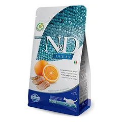 Farmina N&D Cat Grain Free maistas suaugusioms katėms su silkėmis ir apelsinais, 1.5 kg