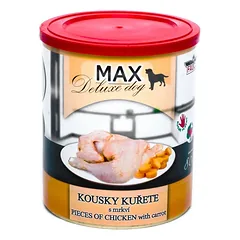 MAX Deluxe Dog vištienos gabalėliai su morkomis skardine 800 g