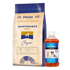 FITMIN Maxi Senior 12kg + LAB V Lašišų aliejus šunims ir katėms 500ml