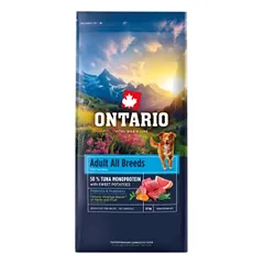 Šunų ėdalas – Ontario suaugusių visų veislių šunų ėdalas, monoproteinas, tunas ir saldžiosios bulvės, 12 kg