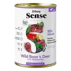 Dibaq SENSE šunų konservai su elniena ir šerniena 6x380g
