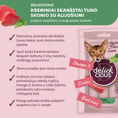 DELICKCIOUS kreminiai skanėstai su tunu ir alijošiumi suaugusioms katėms (4x15 g), 60 g — 2 nuotrauka