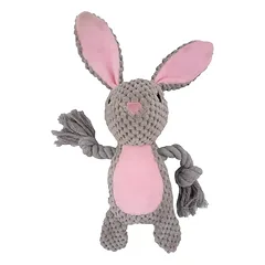 HAP žaislas šunims su virve, triušis, pilkas/rožinis,24cm