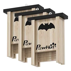 Rinkinys iš 3 inkilų šikšnosparniams PawHut 18x6x22,5cm., šviesiai rudos/juodos spalvos
