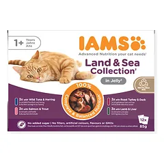 IAMS Delights LND&SEA konservų rinkinys drebučiuose suagusioms katėms, 12x85 g