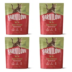 CARNILOVE Active Cat Duck and Pheasant Sterilised 4x400 g antis, ir fazanas, sausa maistas sterilizuotiems katėms