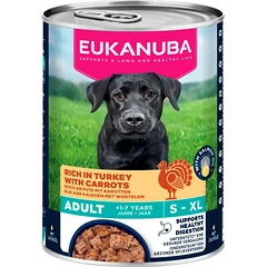 Eukanuba Rich In Turkey With Carrots konservai suaugusiems šunims, 400 g