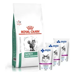 ROYAL CANIN Satiety Support Weight Management SAT 34 3,5kg + ENZO VET Sterilizuota dieta sterilizuotoms katėms su kalakutiena želė 3x100g