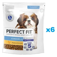 PERFECT FIT Junior <1 sausas visavertis maistas mažų veislių šuniukams su vištiena 6x825g