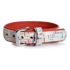 Das Lederband Hundehalsband Casablanca kreide/rubyred