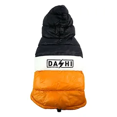 Dashi Stripes Orange & Black Anorak - dygsniuota striukė šunims, su gobtuvu, oranžinė ir juoda