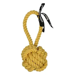 Europet Bernina žaislas šunims, kamuoliukas su kilpa „are you knots“, geltonas, Matmenys: 25 cm — 4 nuotrauka
