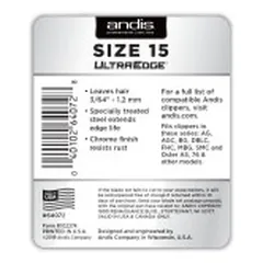 Andis plaukų kirpimo peiliukai UltraEdge Size 15, 3/64" - 1.2 mm — 3 nuotrauka