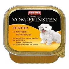 ANIMONDA Dog Vom Feinsten Junior skonis: paukštienos ir kalakutienos širdelės 22x150g