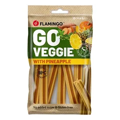 Flamingo Veggie lazdelė su ananasais, skanėstai šunims, geltona