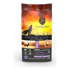 AMBROSIA grain-free Lamb & Fresh Venison Adult, begrūdis ėrienos ir šviežios elnienos sausas maistas šunims
