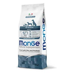 MONGE Monoprotein Adult sausas maistas šunims su upėtakiu, 12 kg
