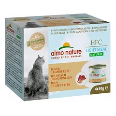 Almo Nature HFC Natural Light Meal Mega Pack tuncis ar garnelēm 4x50g - konservi kaķiem