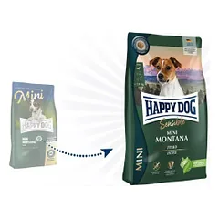 Happy Dog Mini Montana visavertis pašaras suaugusiems mažų veislių šunims su arkliena, 4 kg