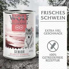 Wolf of Wilderness Senior – su šviežia raudona mėsa, drėgnas maistas šunims 6 x 400 g