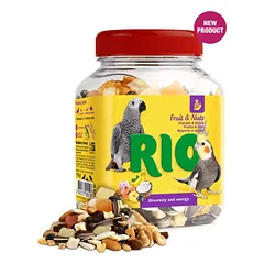 RIO Fruit & Nuts Mix papildomas maistas smulkiems papūgoms su vaisiais ir riešutais, 160 g