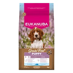 Eukanuba Puppy & Junior Small & Medium Grain Free Ocean Fish be grūdų sausas maistas šuniukams su vandenyno žuvimis, 3 kg