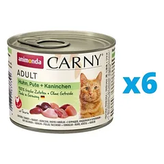 ANIMONDA Carny Adult Vištiena, kalakutiena ir triušiena  6 x 200 g