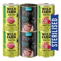 WILD FARM Premium Grain Free + Piper 6x400g – be grūdų maistas kastruotiems katėms