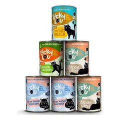 Lucky Lou Adult drėgnas maistas katėms, bandomasis rinkinys 6 x 400 g