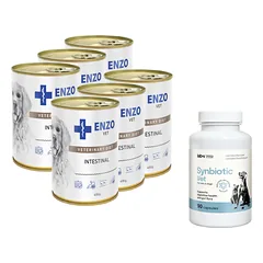 ENZO VET Žarnyno dieta šunims su ėriena 3x400g + LAB-V Synbiotic Vet - zdrowie przewodu pokarmowego i mikroflora jelitowa dla psów i kotów 45 kapsułek