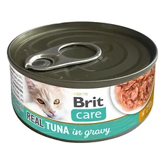 BRIT Care Cat Real Tuna in Gravy 80 g tunų filė sultinyje, drėgnas kačių maistas