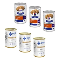 HILL'S PD Prescription Diet Canine u/d 6x370g - skardinė + ENZO VET Urinary nuo šlapimo takų ligų su vištiena šunims 6x400g